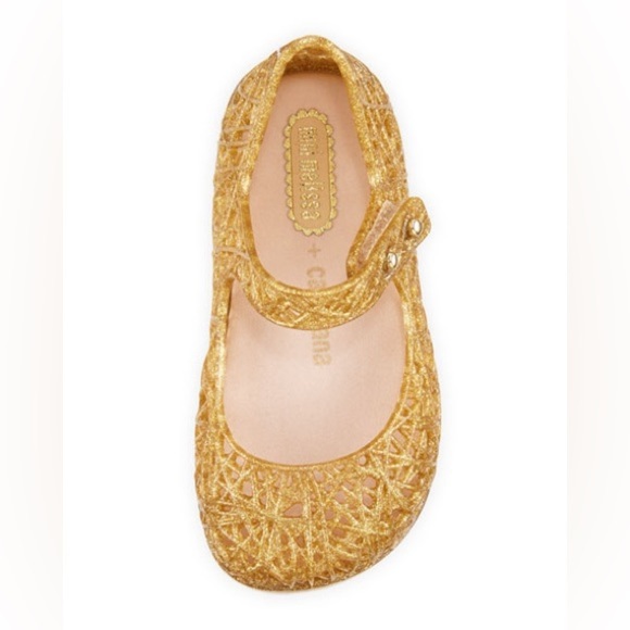 Mini Melissa Gold Campana Jellies / Mary Janes 9 - Picture 1 of 2